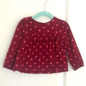 Gap 18-24 Months Burgundy Ruffle Top